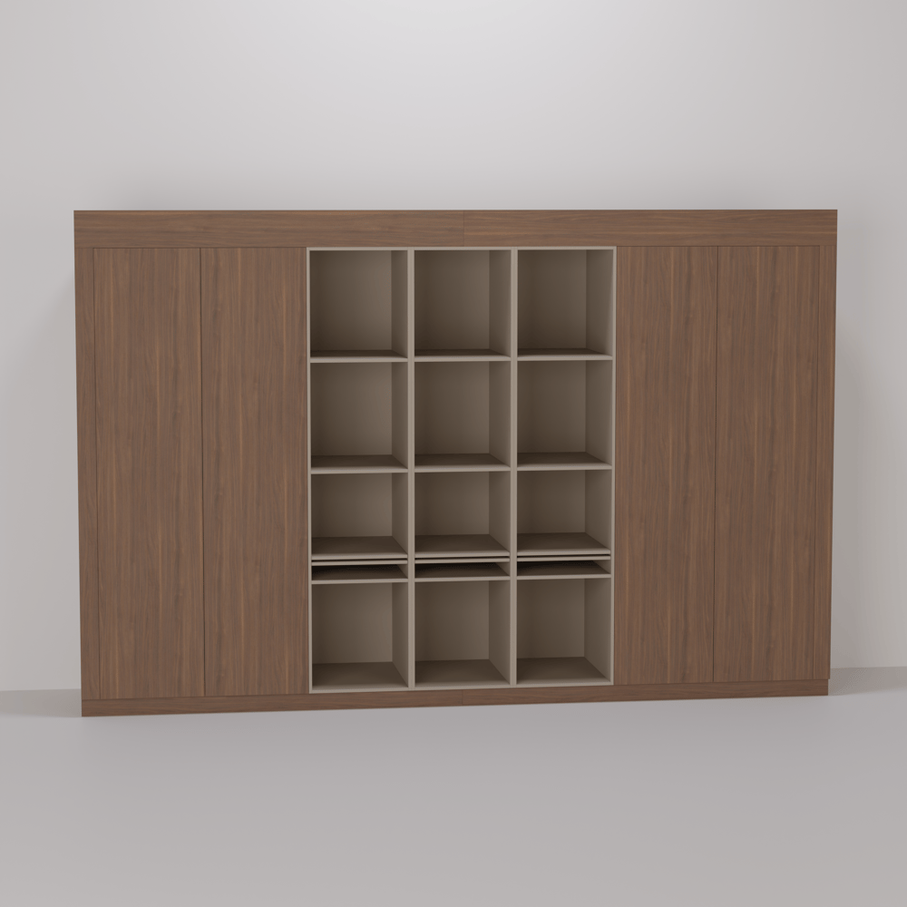 Inbouwkast - Lorenzo walnut medium brown / Dark ecru - 400 x 255 x 80 cm
