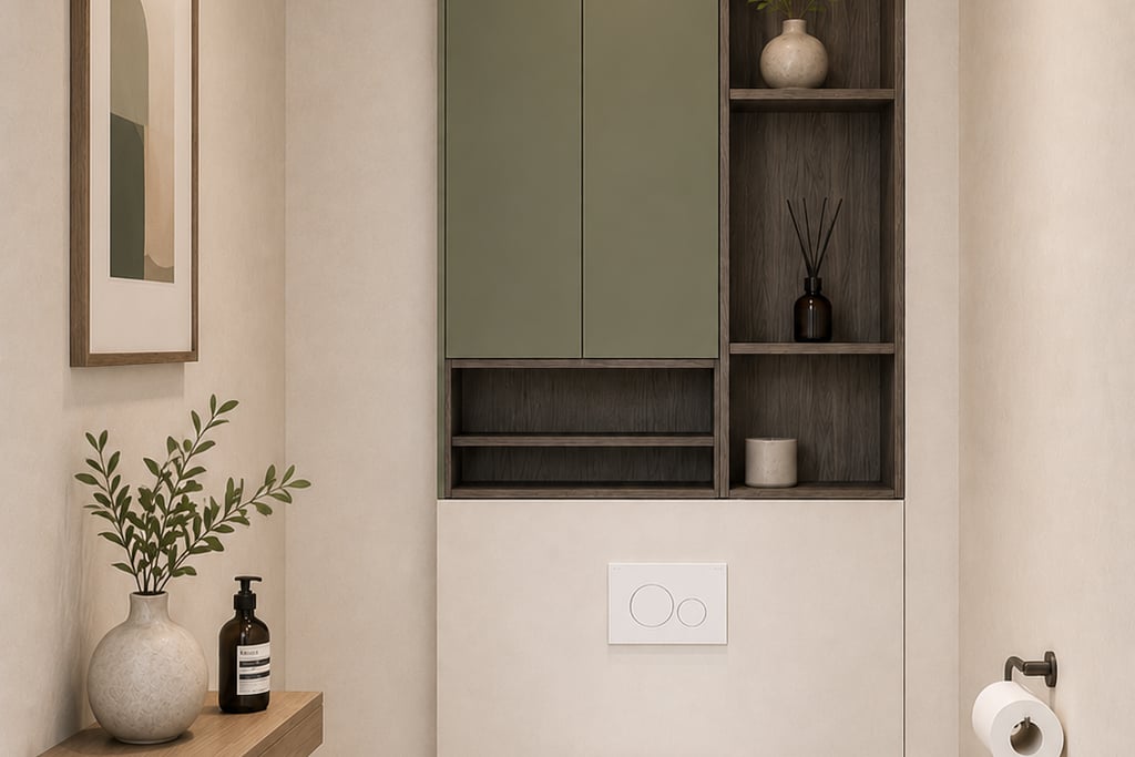 Toiletkast - Green shadow / Dainty oak cafe noir - 100 x 160 x 26 cm