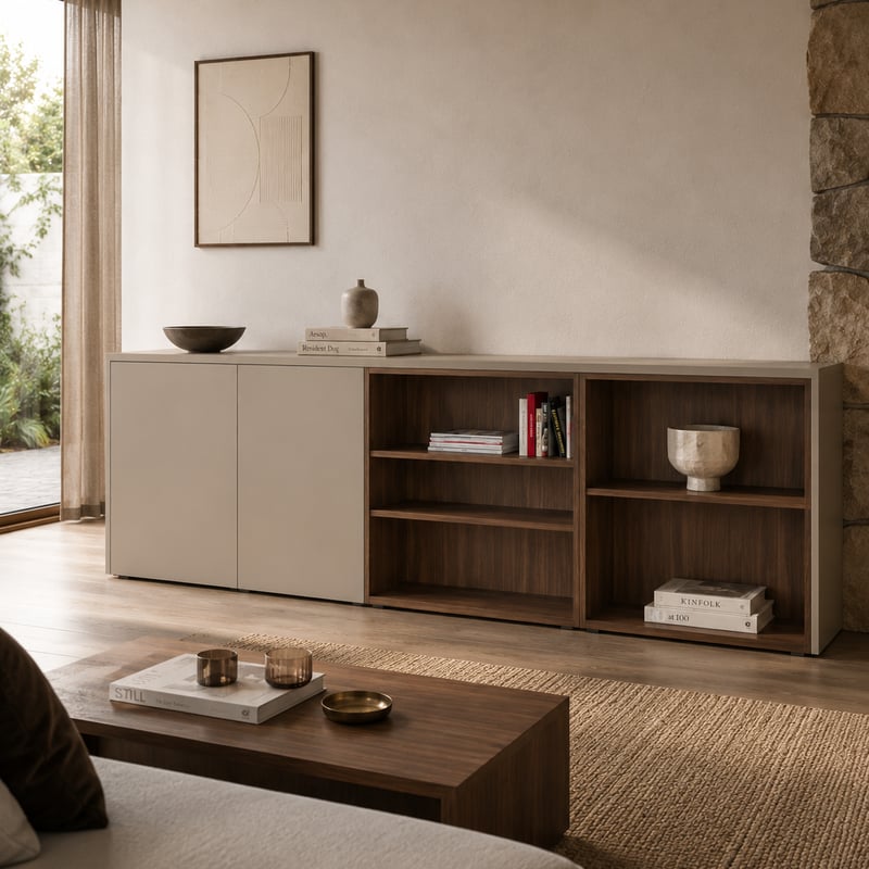 Dressoir - Dark ecru / Lorenzo walnut medium - 260 x 84 x 45 cm