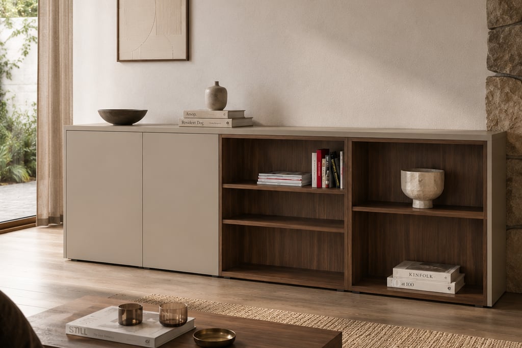Dressoir - Dark ecru / Lorenzo walnut medium - 260 x 84 x 45 cm