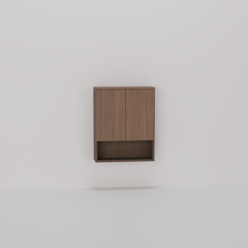 Toiletkast - Lorenzo walnut medium brown / Oslo oak cocoa brown - 60 x 75 x 22 cm
