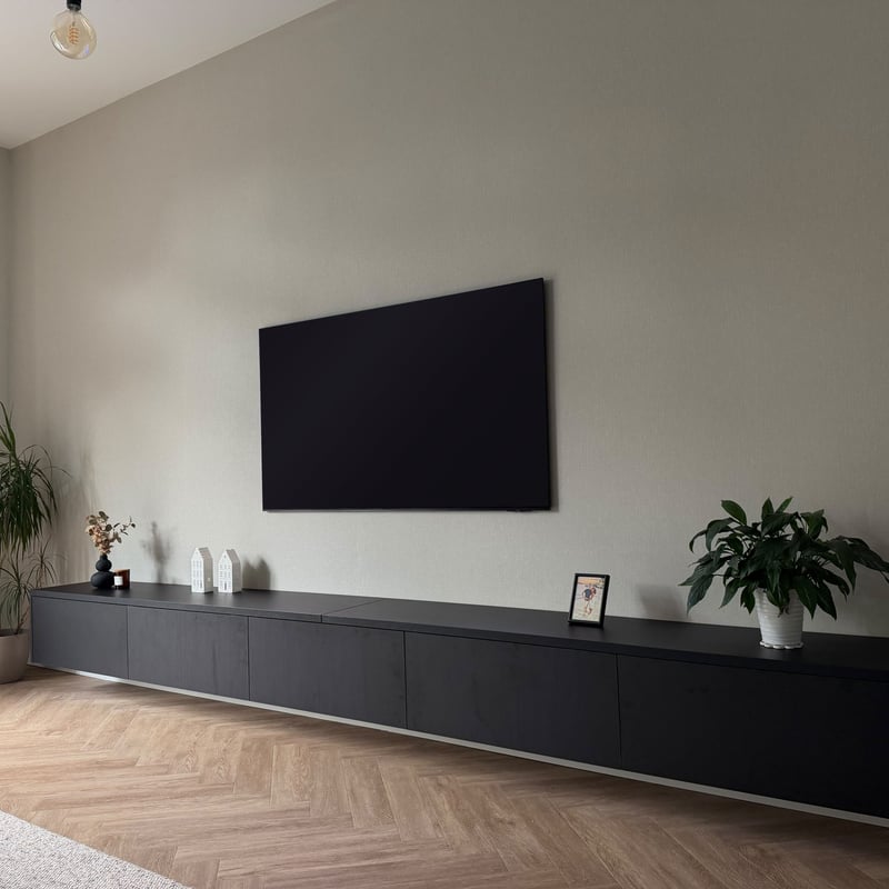 TV-meubel - Elegant black oak / Cloud grey - 380 x 35 x 40 cm