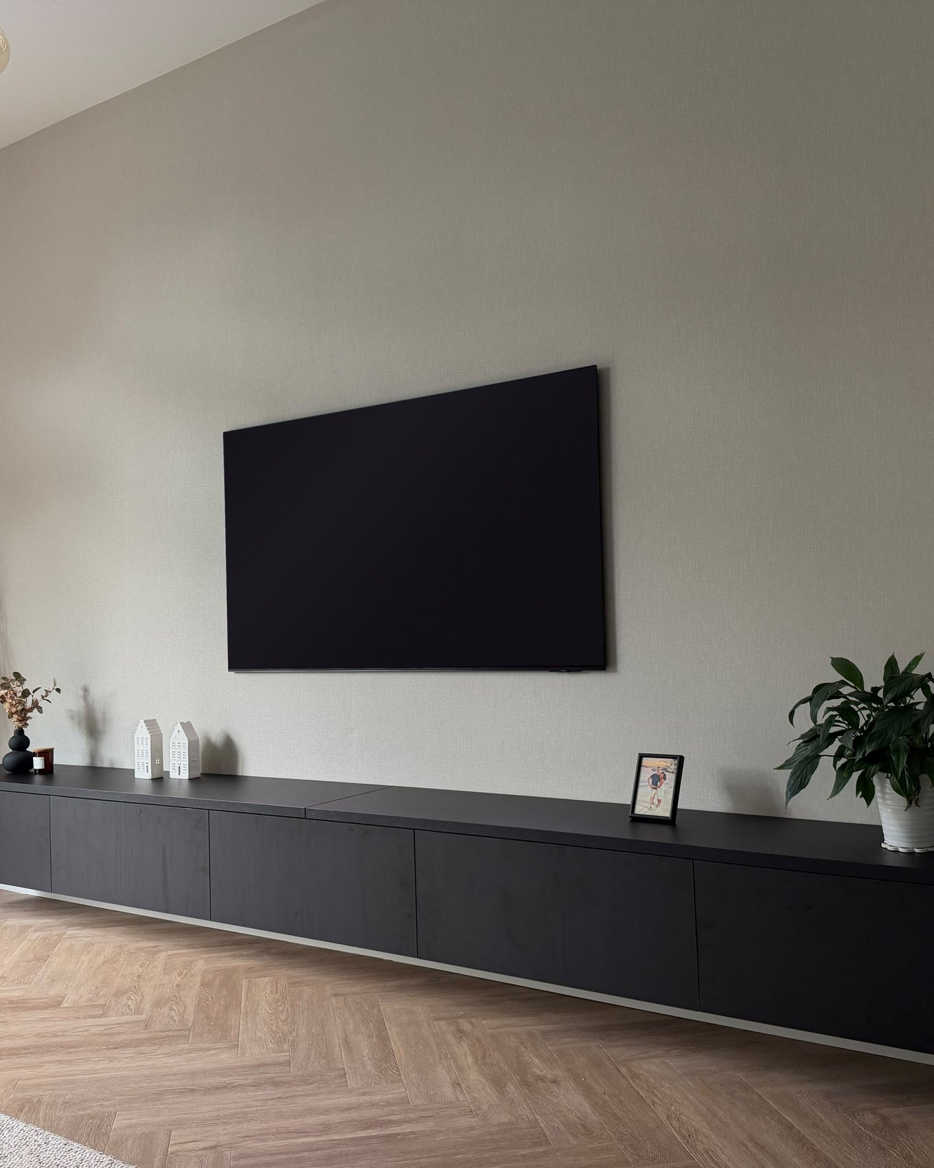 TV-meubel - Elegant black oak / Cloud grey - 380 x 35 x 40 cm