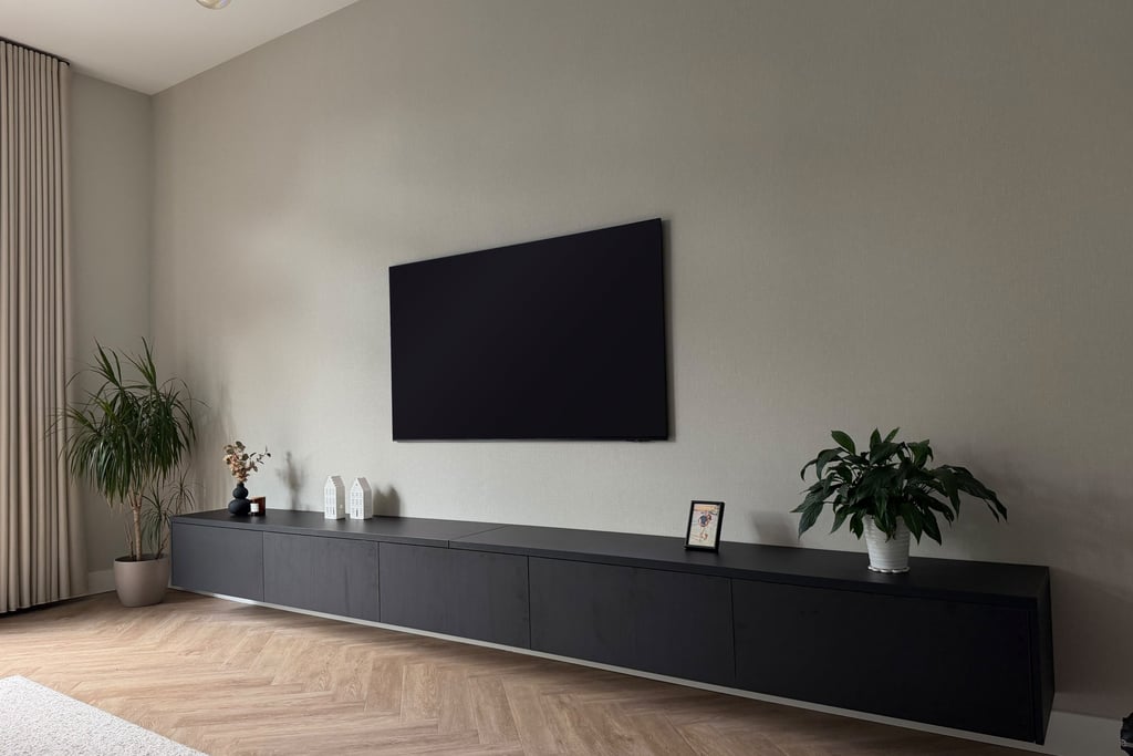 TV-meubel - Elegant black oak / Cloud grey - 380 x 35 x 40 cm