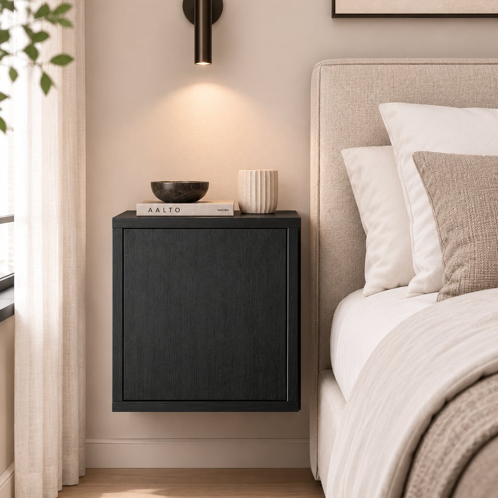 Nachtkast - Elegant black oak / Dainty oak latte - 40 x 40 x 25 cm
