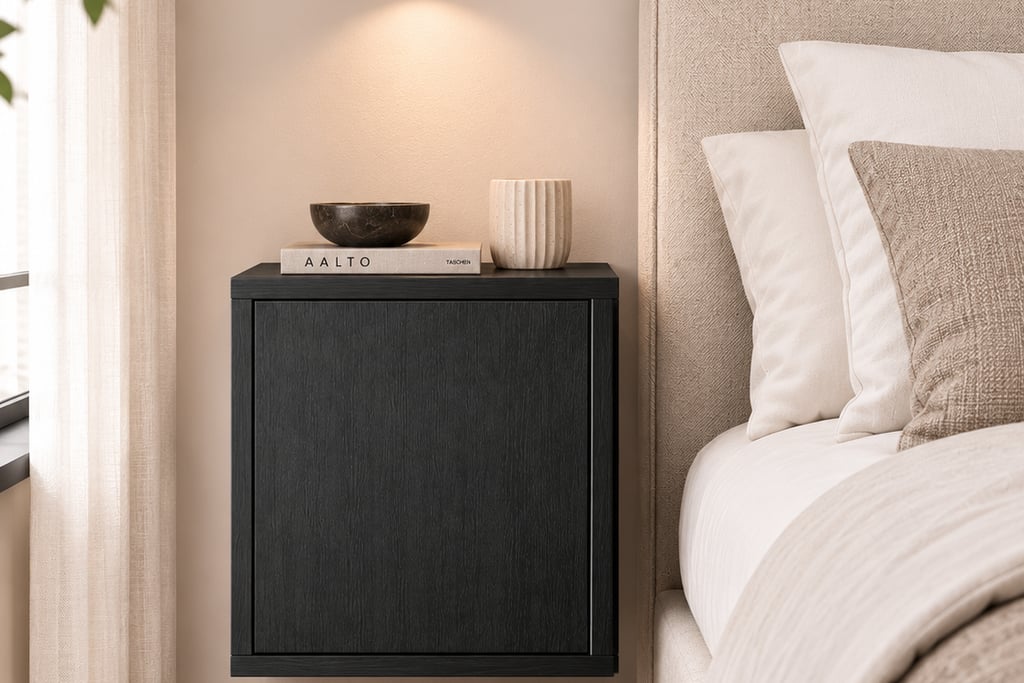 Nachtkast - Elegant black oak / Dainty oak latte - 40 x 40 x 25 cm