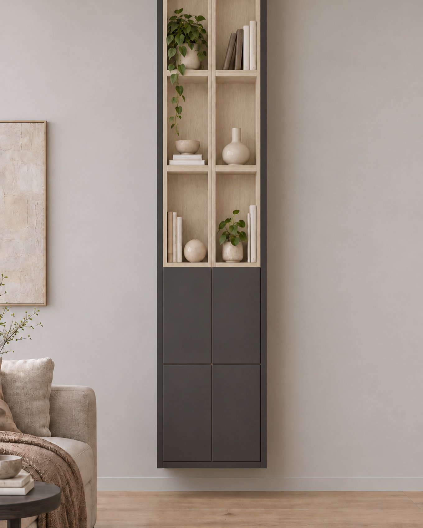 Kolomkast - Quartz / Dainty oak latte - 60 x 270 x 30 cm