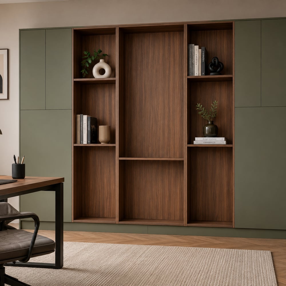 Wandkast - Green shadow / Lorenzo walnut medium brown - 320 x 236 x 45 cm