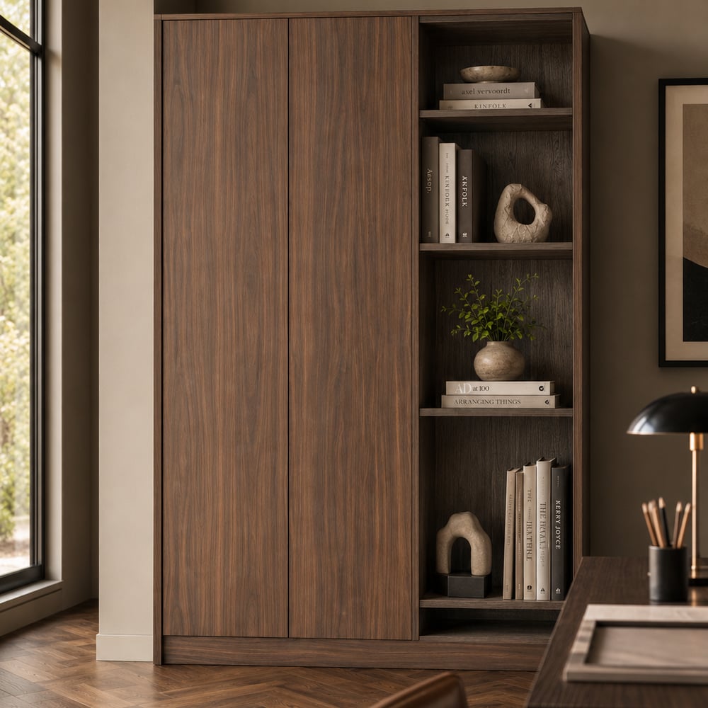 Wandkast - Lorenzo walnut medium brown / Oslo oak cocoa brown - 160 x 202 x 45 cm