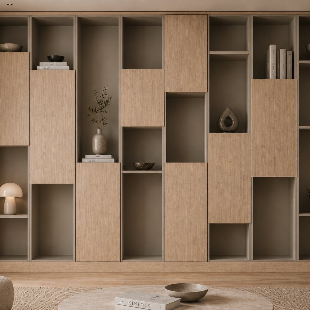 Wandkast - Dainty oak latte / Dark ecru - 400 x 270 x 80 cm