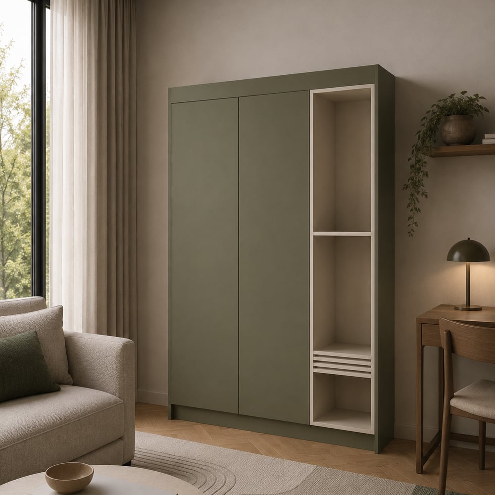 Garderobekast - Green shadow / Dark ecru - 165 x 210 x 45 cm