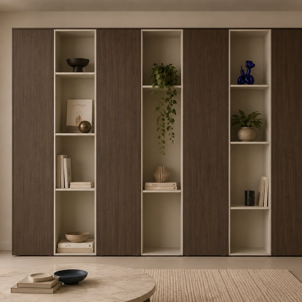 Wandkast - Oslo oak cocoa brown / Dark ecru - 350 x 220 x 55 cm