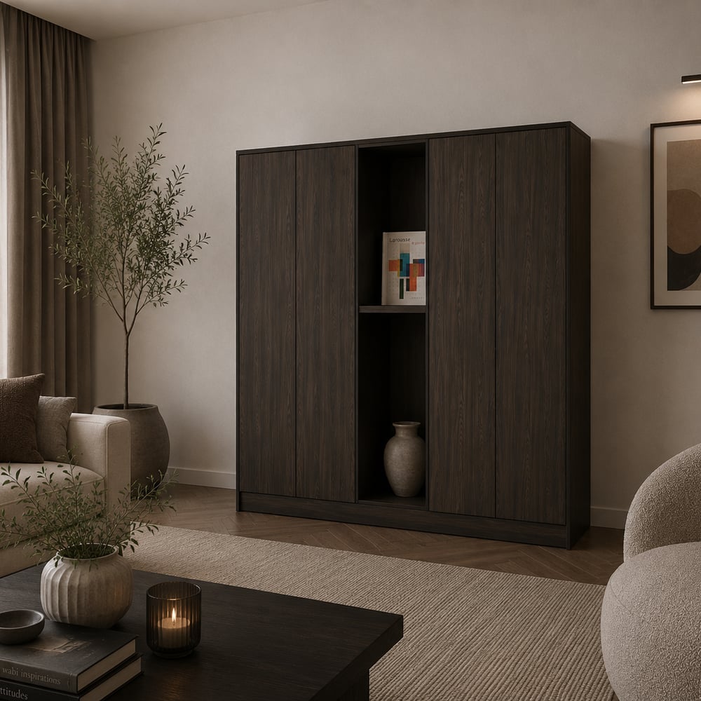 Wandkast - Dainty oak cafe noir / Elegant black oak - 220 x 200 x 56 cm