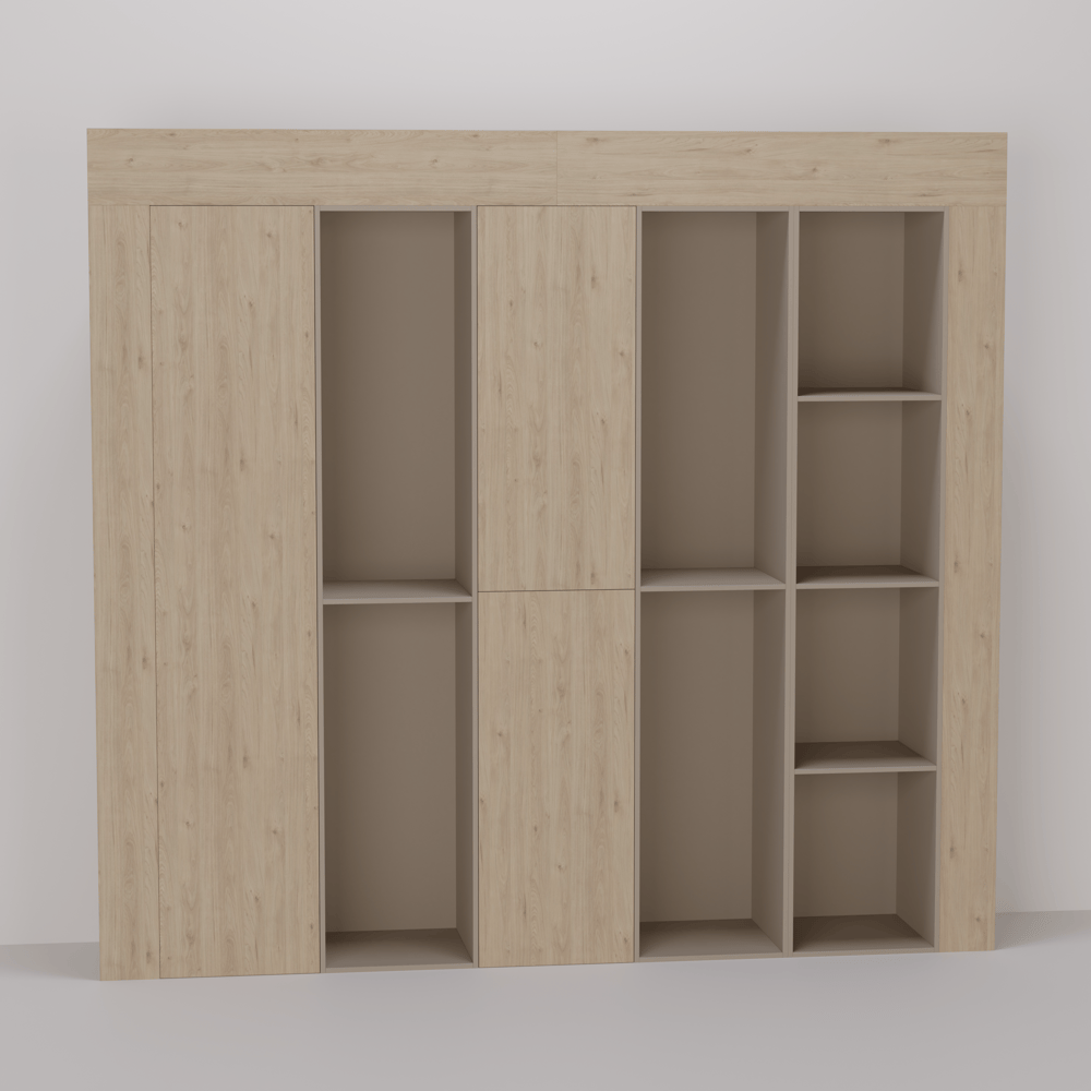 Inbouwkast - Missoury hickory light / Dark ecru - 270 x 260 x 55 cm