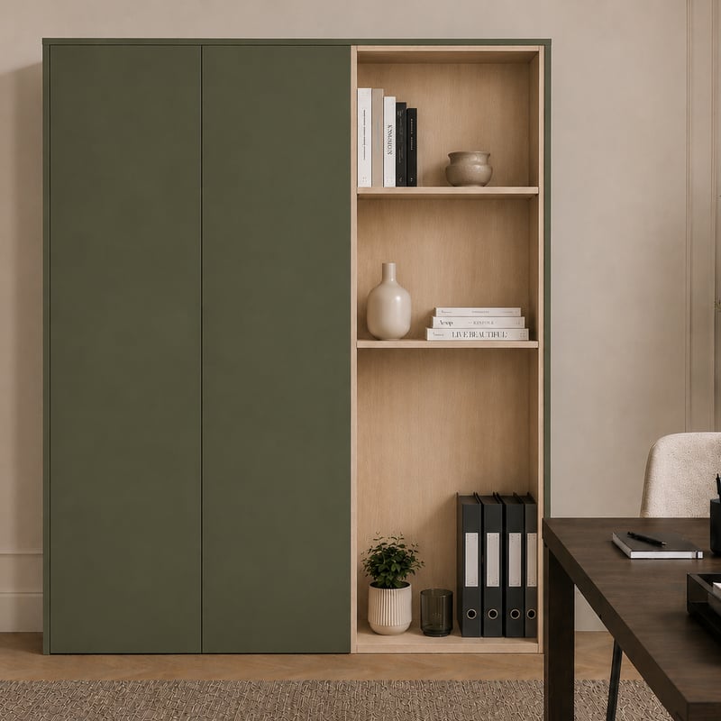 Wandkast - Green shadow / Dainty oak latte - 180 x 202 x 40 cm