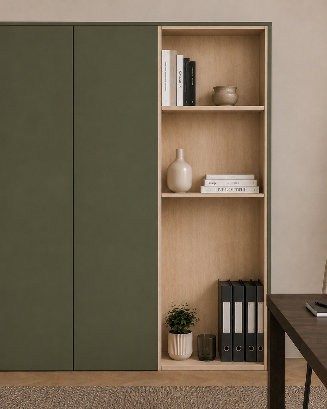 Wandkast - Green shadow / Dainty oak latte - 180 x 202 x 40 cm