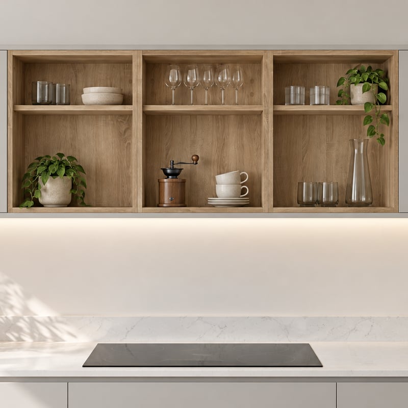 Bovenkast - Cloud grey / Robson oak - 220 x 60 x 35 cm