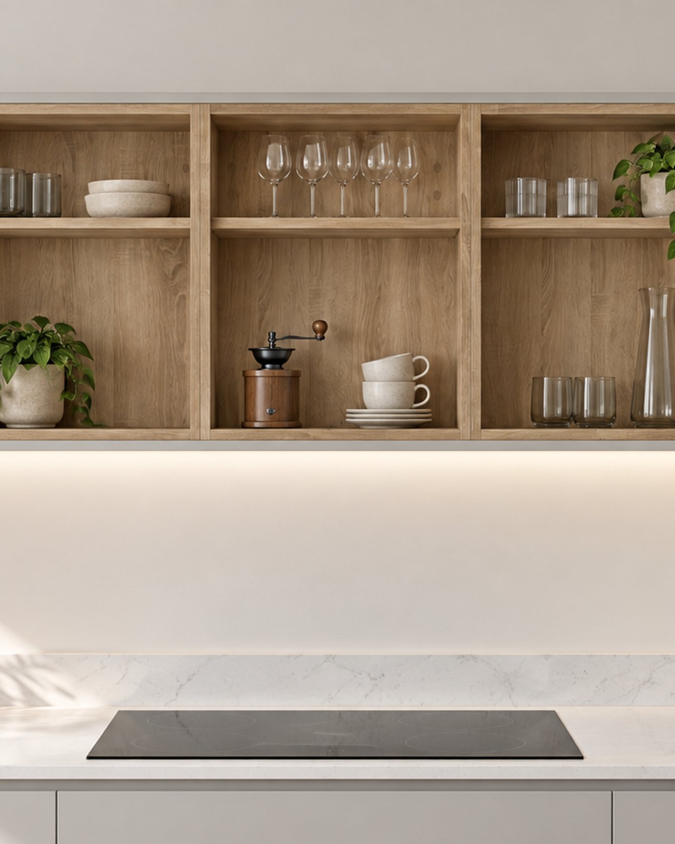 Bovenkast - Cloud grey / Robson oak - 220 x 60 x 35 cm