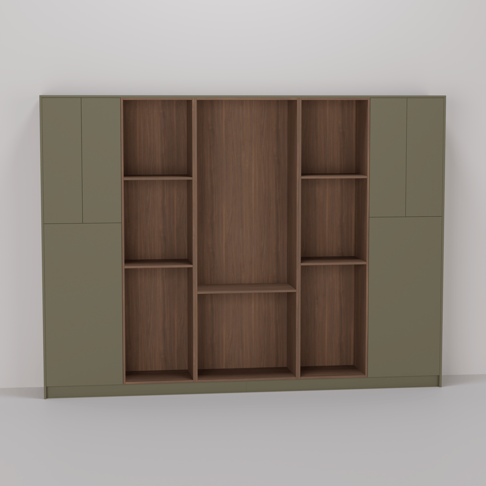 Wandkast - Green shadow / Lorenzo walnut medium brown - 320 x 236 x 45 cm