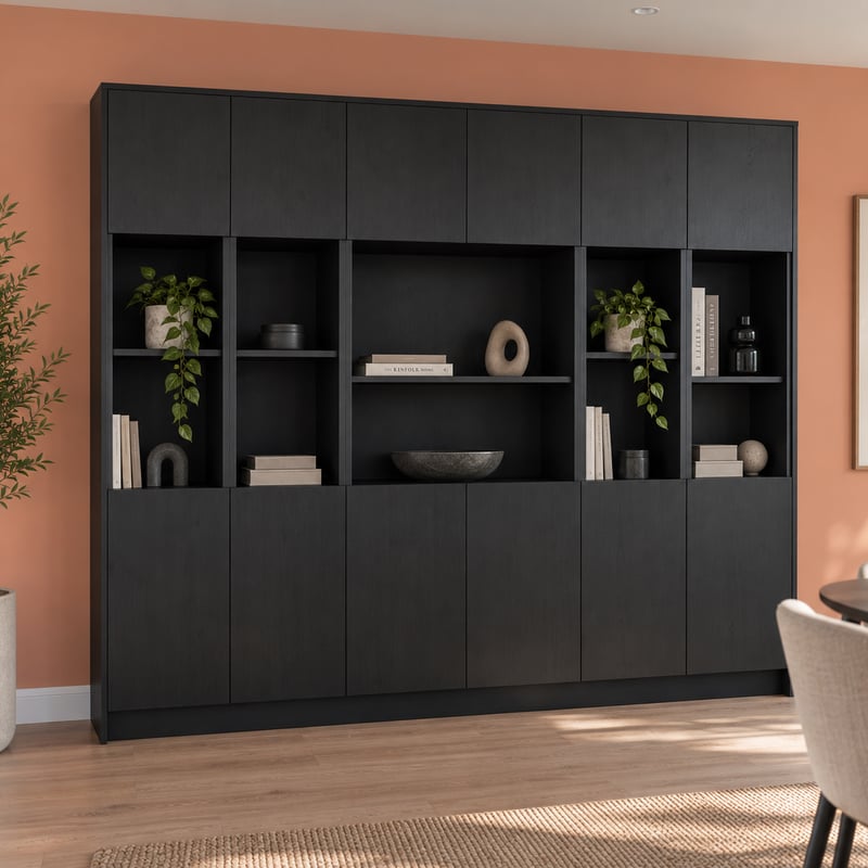 Wandkast - Elegant black oak - 240 x 230 x 40 cm - Het Blok