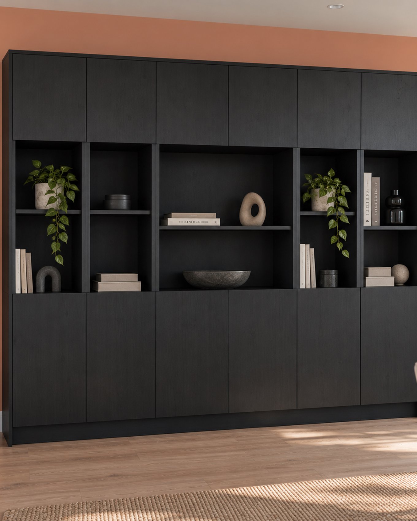 Wandkast - Elegant black oak - 240 x 230 x 40 cm - Het Blok