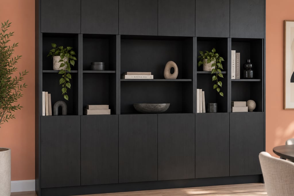 Wandkast - Elegant black oak - 240 x 230 x 40 cm - Het Blok
