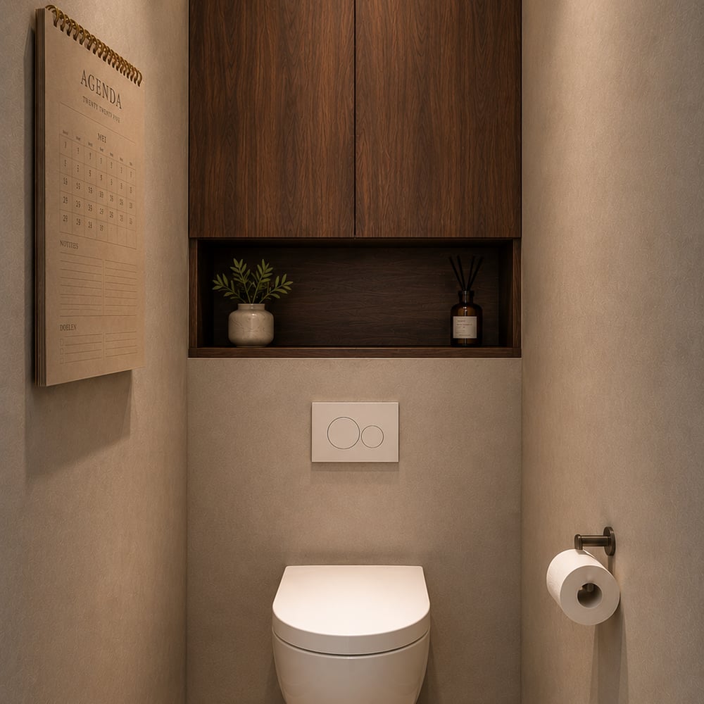 Toiletkast - Lorenzo walnut medium brown / Oslo oak cocoa brown - 60 x 75 x 22 cm
