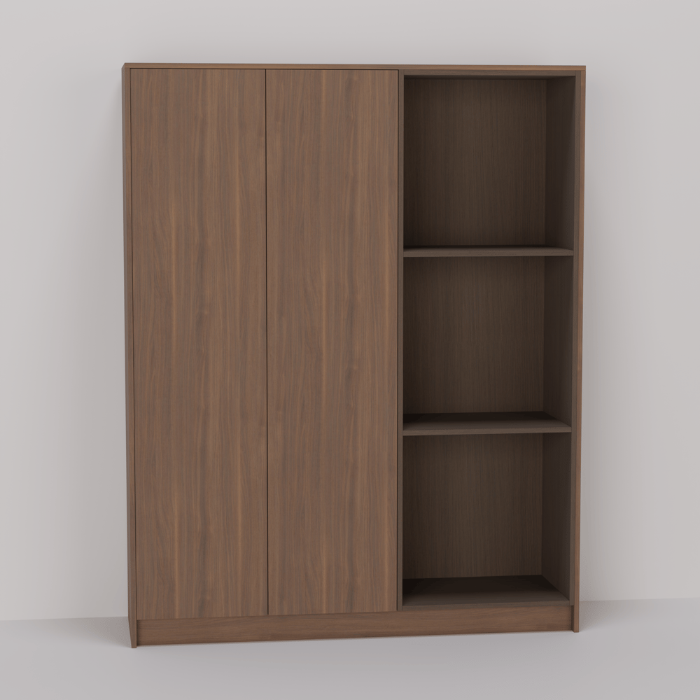 Wandkast - Lorenzo walnut medium brown / Oslo oak cocoa brown - 160 x 202 x 45 cm