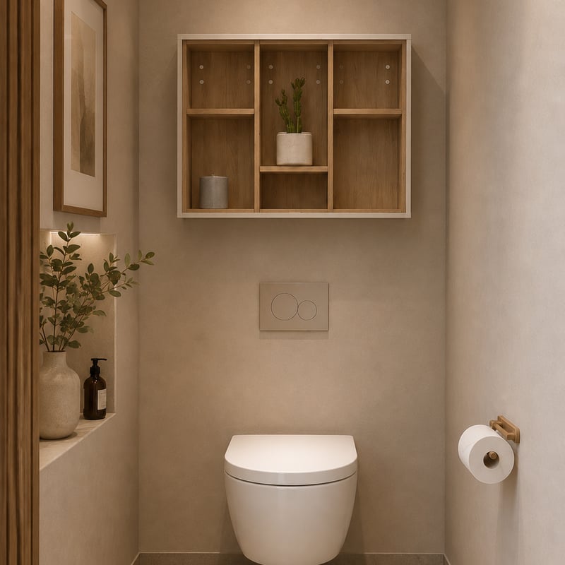 Toiletkast - Seashell / Robson oak - 80 x 60 x 22 cm