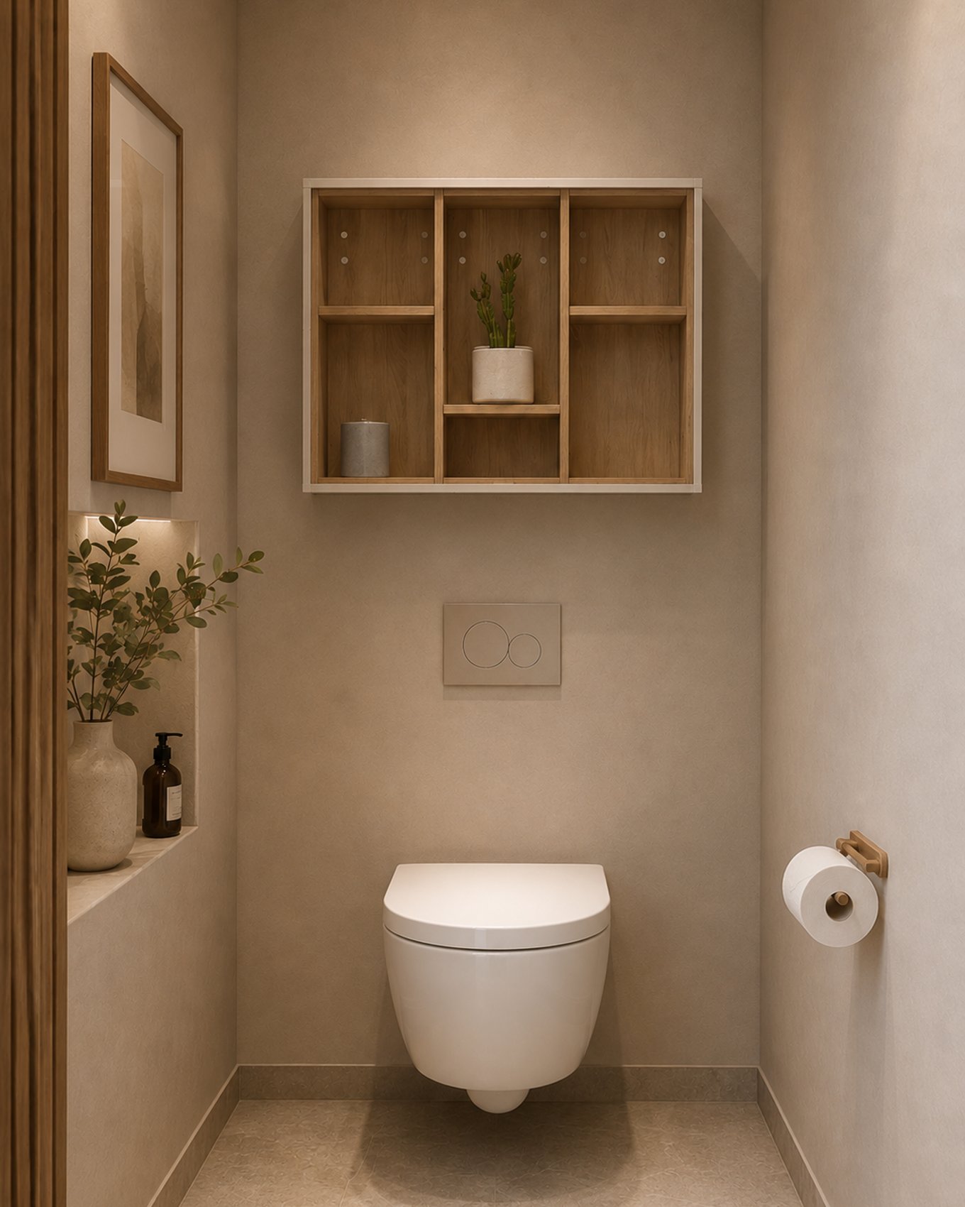 Toiletkast - Seashell / Robson oak - 80 x 60 x 22 cm