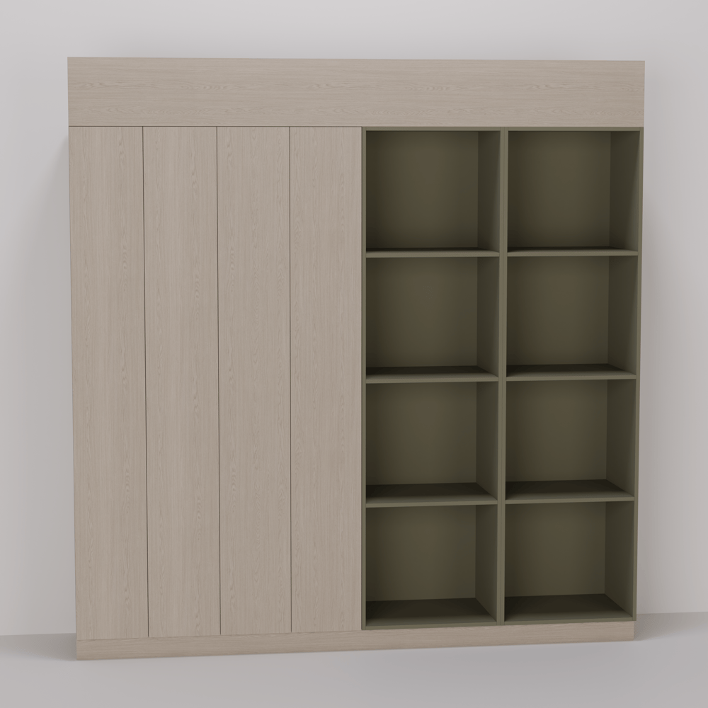 Inbouwkast - Dainty oak latte / Green shadow - 260 x 240 x 52 cm