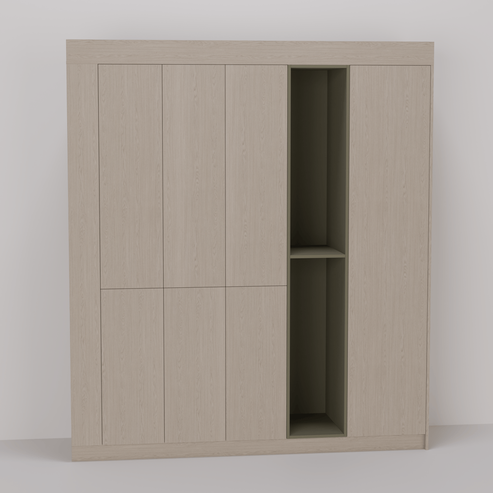 Garderobekast - Dainty oak latte - Green shadow - 200 x 235 x 60 cm
