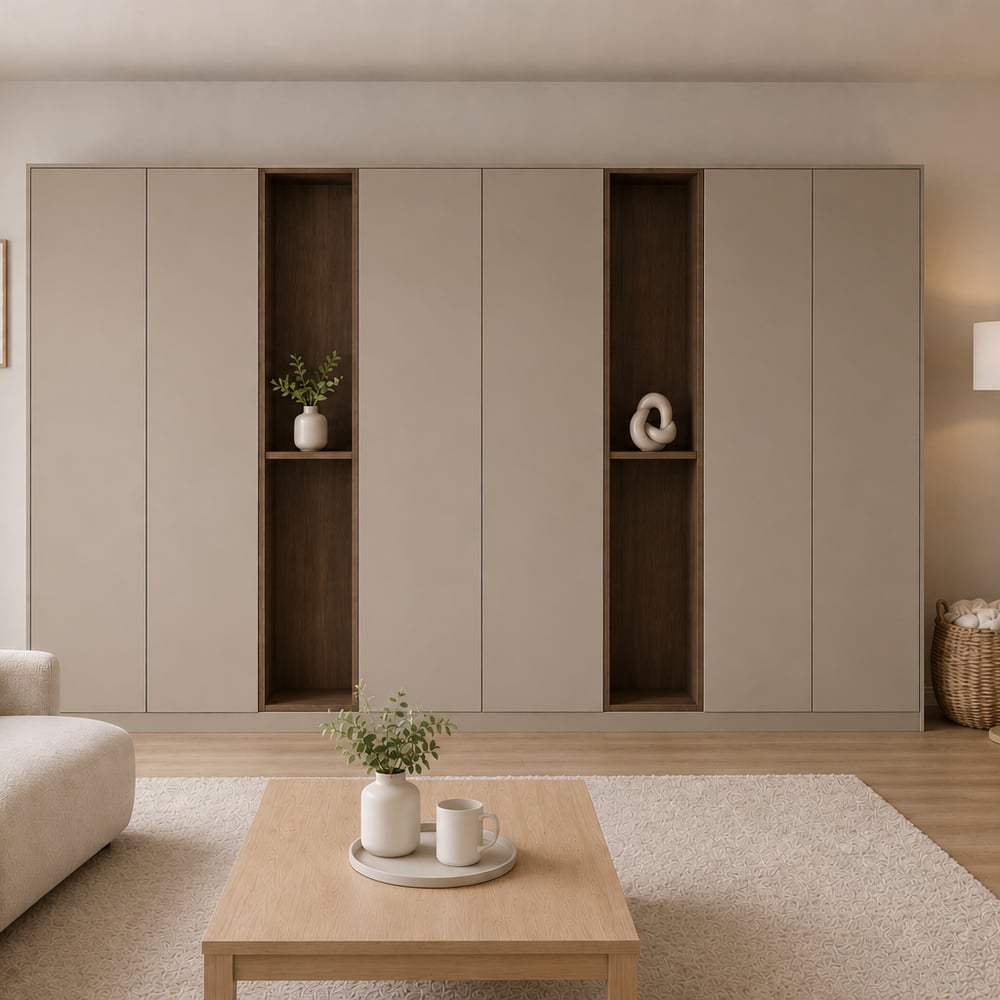 Wandkast - Dark ecru / Oslo oak cocoa brown - 385 x 220 x 50 cm