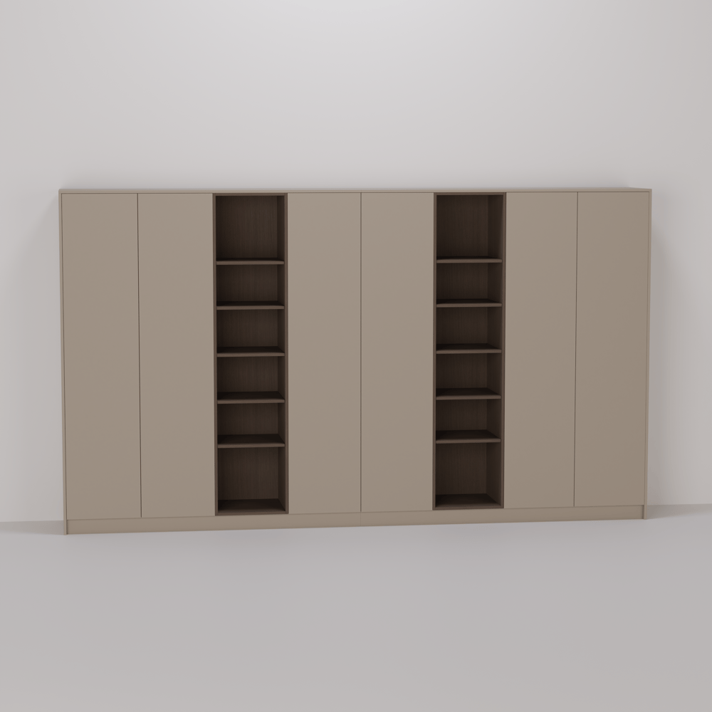 Wandkast - Dark ecru / Oslo oak cocoa brown - 385 x 220 x 50 cm