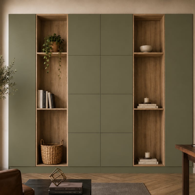 Inbouwkast - Green shadow / Robson oak - 300 x 241 x 40 cm