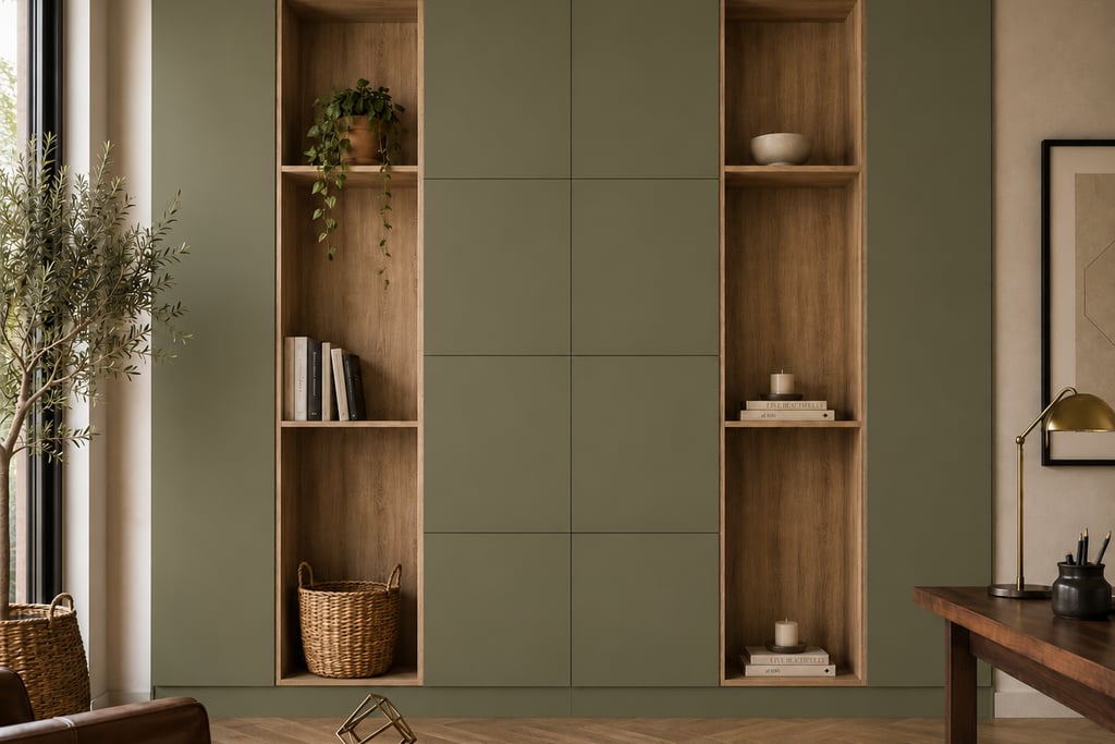 Inbouwkast - Green shadow / Robson oak - 300 x 241 x 40 cm